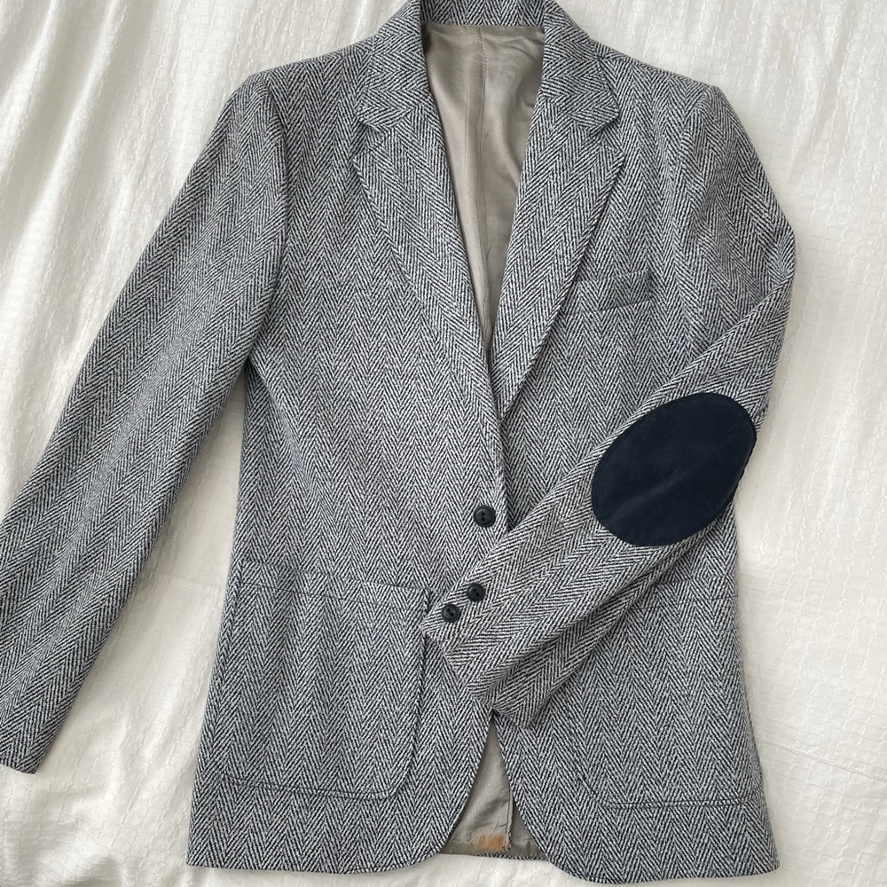 Vintage herringbone blazer (navy/gray)